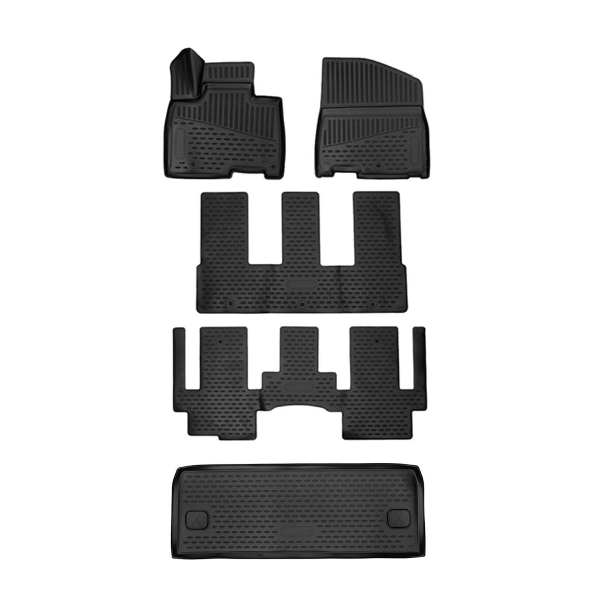 Kia Carnival 3D Floor-Trunk Mats - Omac - Black - 2022-2025